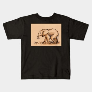 Baby Elephant's Little Buddy: Elephant Watercolor Painting #4 Kids T-Shirt